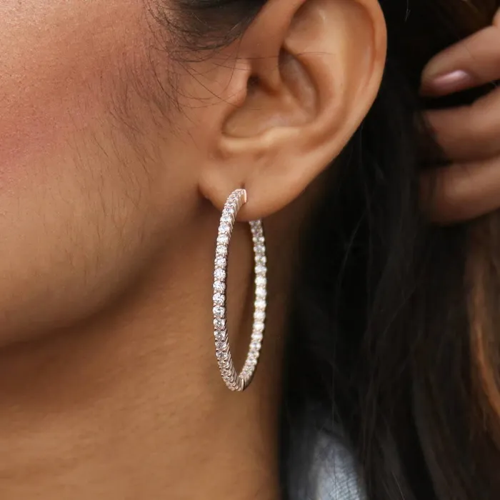 Earrings BERRICLE CZ Large InsideOut Hoop Earrings in Sterling Silver 18