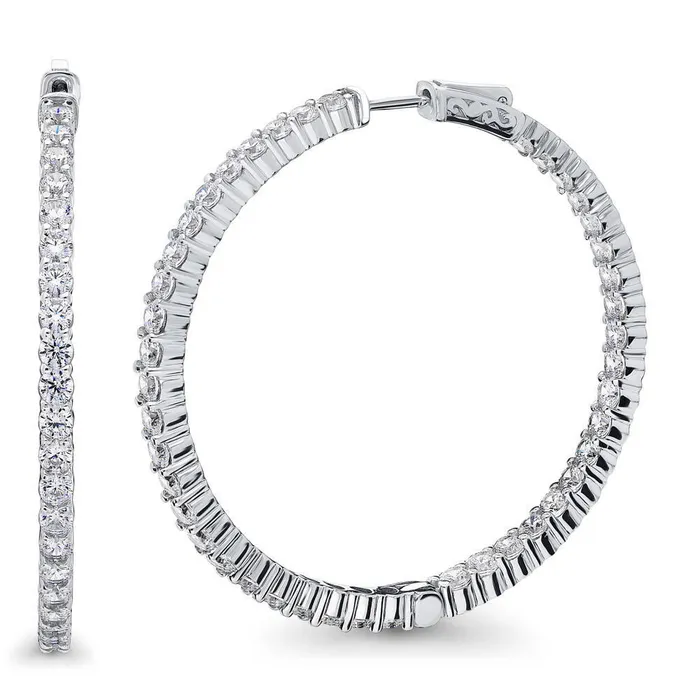 Earrings BERRICLE CZ Large InsideOut Hoop Earrings in Sterling Silver 18