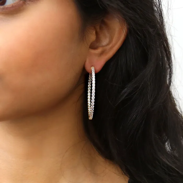 Earrings BERRICLE CZ Large InsideOut Hoop Earrings in Sterling Silver 18