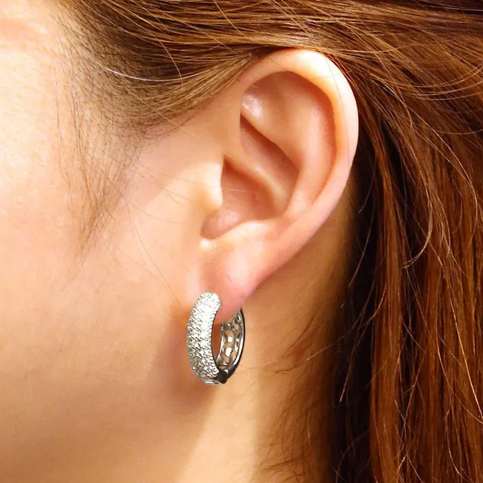Earrings BERRICLE Dome CZ Medium Hoop Earrings 078