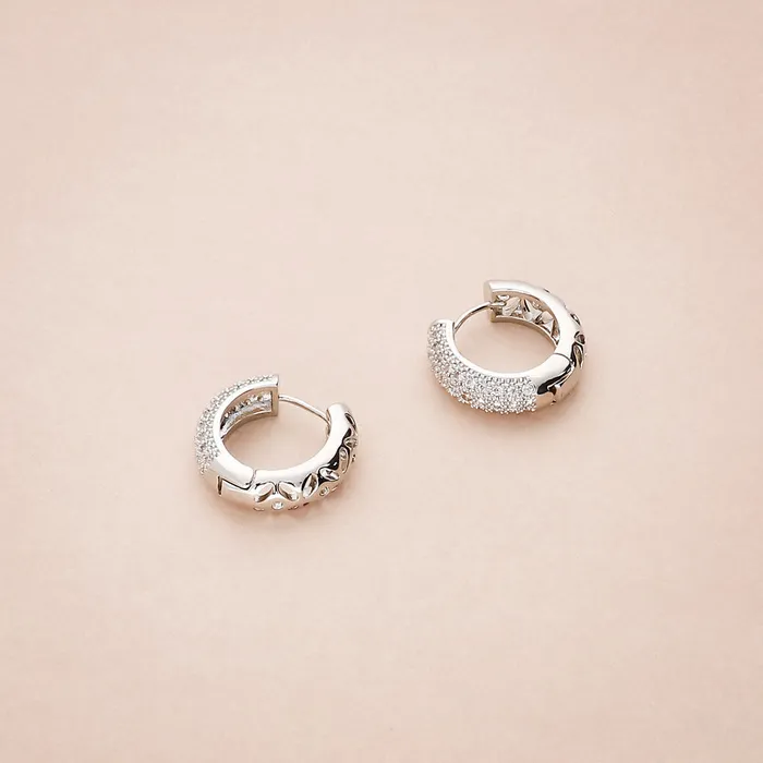 Earrings BERRICLE Dome CZ Medium Hoop Earrings 078