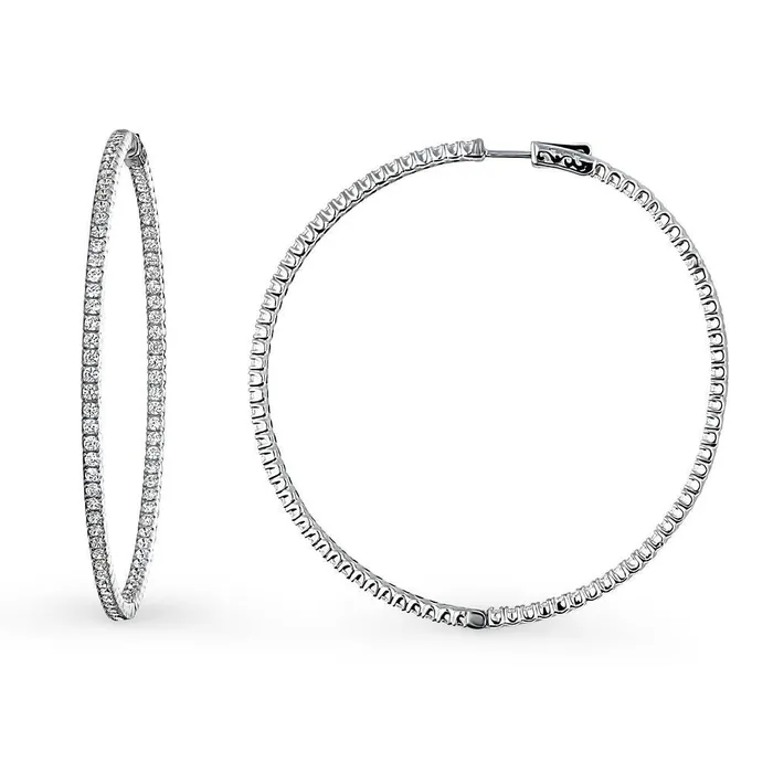 Earrings CZ Large InsideOut Hoop Earrings in Sterling Silver 25 BERRICLE