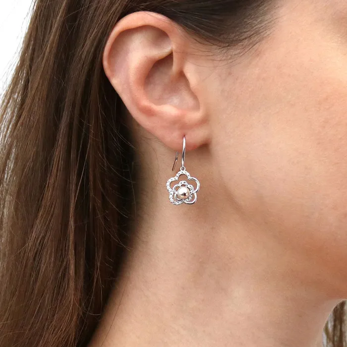 Earrings Flower Imitation Pearl Fish Hook Earrings in Sterling Silver BERRICLE