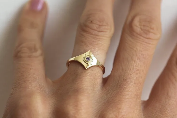 Ellison Tanzanite Evil Eye Ring Capucinne Rings