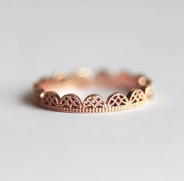 Filigree Ring Rose Gold Band Ready to Ship Capucinne Rings