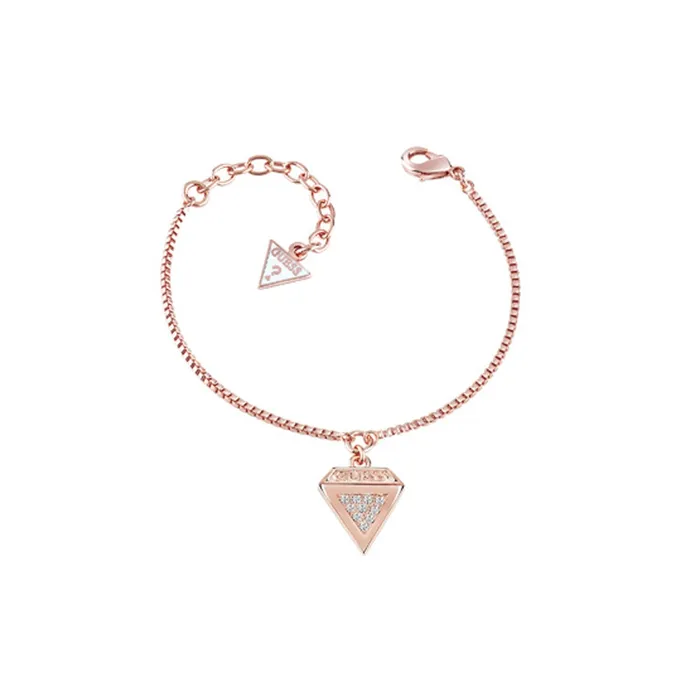 Guess Bracelets Guess Bracelet Ip Rosegold With Stone Triangle Logo Charm