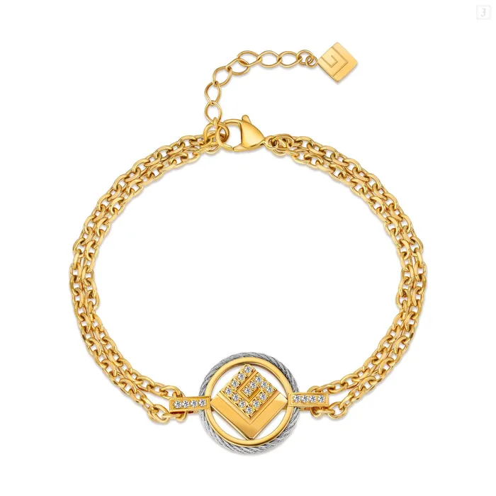 Guy Laroche Bracelets Guy Laroche Camille Ladies Stainless Steel GoldPlated Bracelet With Crystals