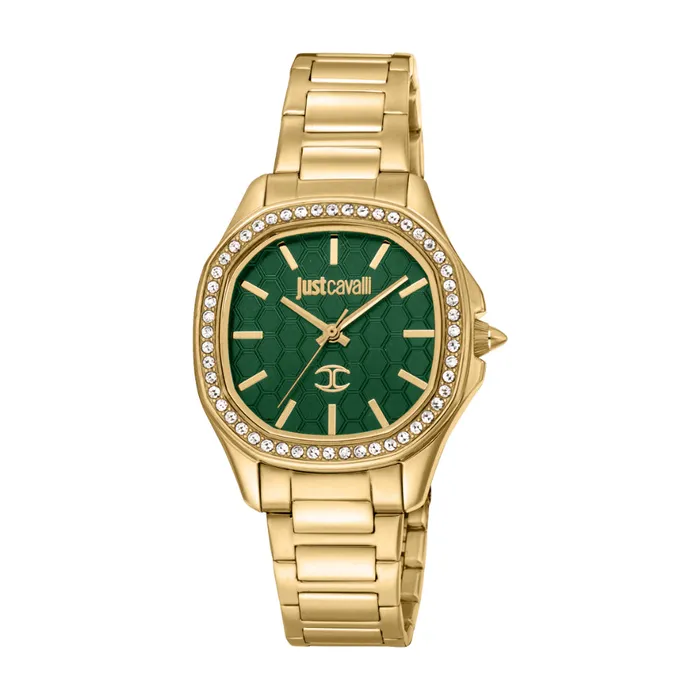 Just Cavalli Bracelets Just Cavalli Womens Gold Watch with Dark Green Dial and Metal Bracelet Just Cavalli Bracelets Just Cavalli Womens Gold Watch with Dark Green Dial and Metal Bracelet