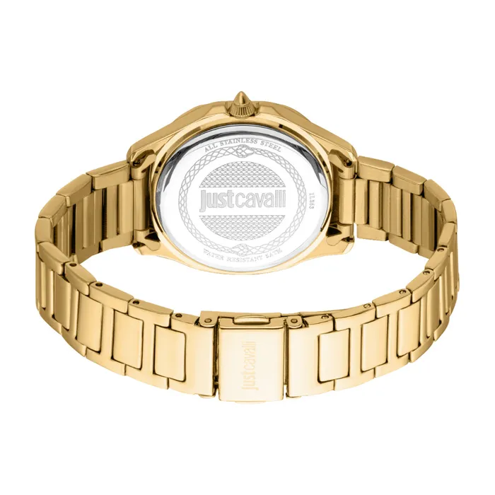 Just Cavalli Bracelets Just Cavalli Womens Gold Watch with Dark Green Dial and Metal Bracelet