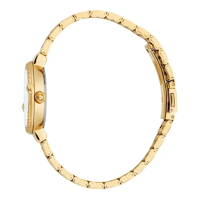 Just Cavalli Brave Snake Ladies White MOP Dial Yellow Gold Watch and Bracelet Set Just Cavalli Bracelets