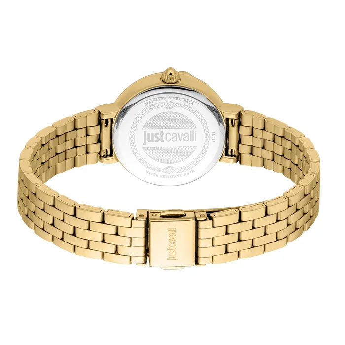 Just Cavalli Brave Snake Ladies White MOP Dial Yellow Gold Watch and Bracelet Set Just Cavalli Bracelets