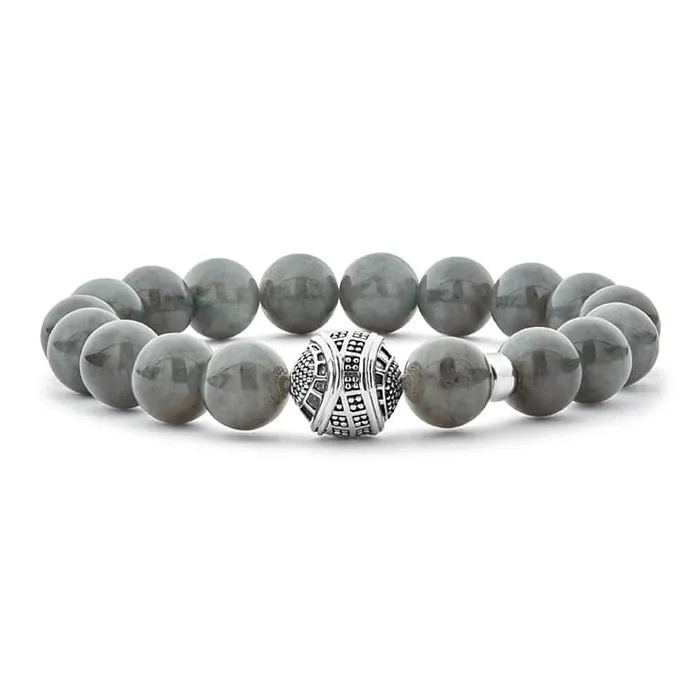 Keep Memory Alive Black Jade Silver Station Bead Bracelet Lagos Bracelets