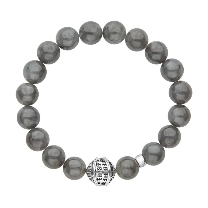 Keep Memory Alive Black Jade Silver Station Bead Bracelet Lagos Bracelets