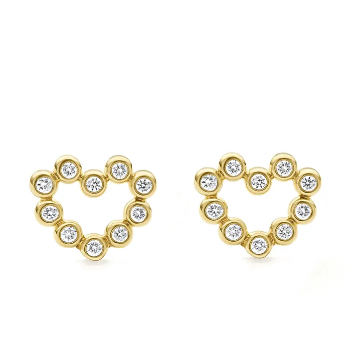 KSL 18K Gold Heart Diamond Stud Earrings LAGOS Earrings