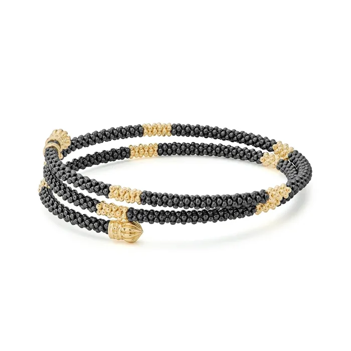Lagos Bracelets Black Caviar 18K Gold Small Station Ceramic Wrap Bracelet 3mm Lagos Bracelets Black Caviar 18K Gold Small Station Ceramic Wrap Bracelet 3mm