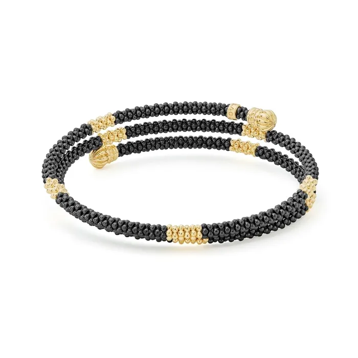 Lagos Bracelets Black Caviar 18K Gold Small Station Ceramic Wrap Bracelet 3mm Lagos Bracelets Black Caviar 18K Gold Small Station Ceramic Wrap Bracelet 3mm