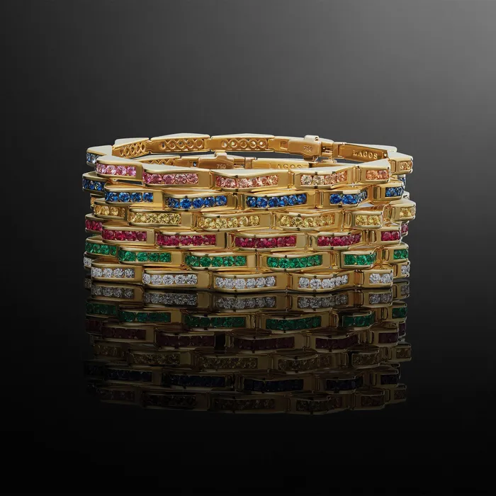 LAGOS Bracelets Studio 18K Gold Diamond Link Wave Bracelet LAGOS Bracelets Studio 18K Gold Diamond Link Wave Bracelet