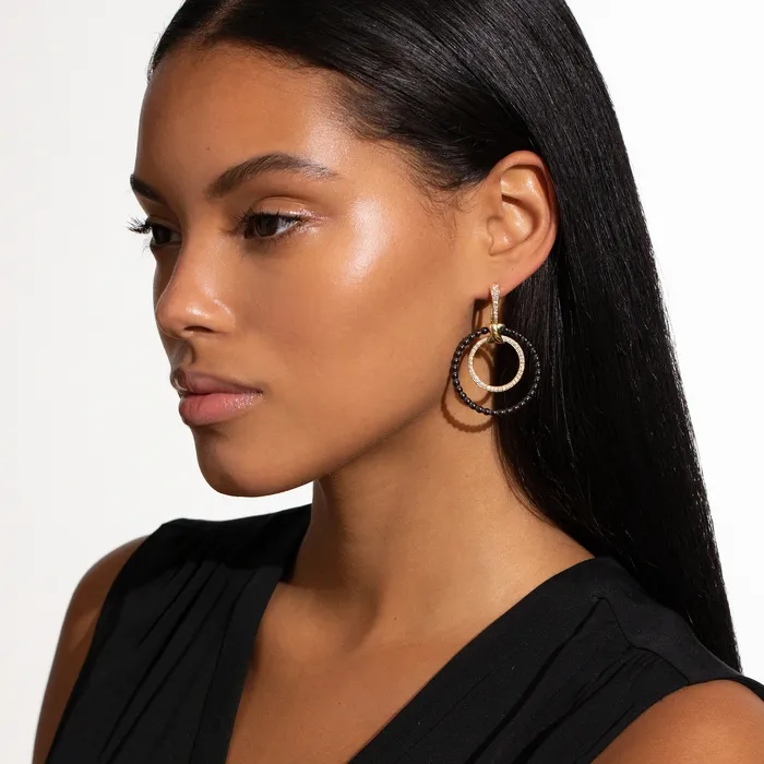 LAGOS PreStyled Sets Meridian Double Circle 18K Gold and Diamond Earring Set LAGOS PreStyled Sets Meridian Double Circle 18K Gold and Diamond Earring Set