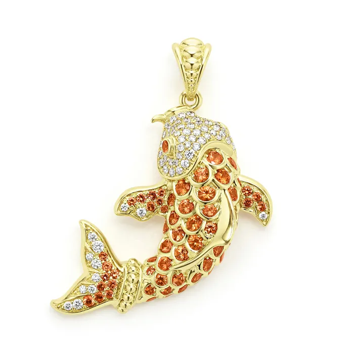 LAGOS PreStyled Sets Studio 18K Gold Orange Sapphire and Diamond Koi Fish Pendant LAGOS PreStyled Sets Studio 18K Gold Orange Sapphire and Diamond Koi Fish Pendant