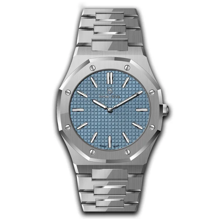 Monteva Monteva Gents Light Blue Dial Watch with Metal Bracelet Bracelets