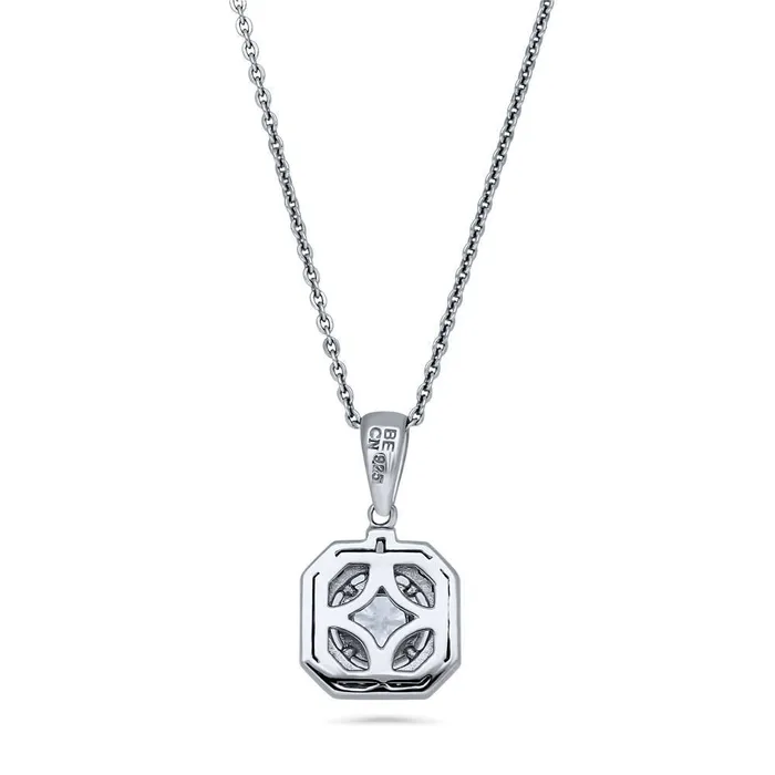 Necklaces BERRICLE Art Deco CZ Pendant Necklace in Sterling Silver