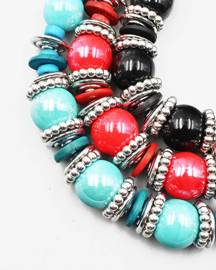 Necklaces Glass Ball Necklace with Metal Stations 0118230421