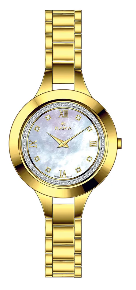 Rama Bracelets Rama Ladies Quartz Watch Full Yellow Gold Plated Stainless Steel Case Bracelet With Mother Of Pearl And Stones Dial Rama Bracelets Rama Ladies Quartz Watch Full Yellow Gold Plated Stainless Steel Case Bracelet With Mother Of Pearl And Stones Dial