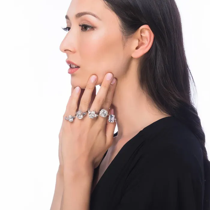 Rings 3Stone 57ct Pear CZ Ring in Sterling Silver BERRICLE