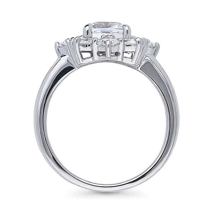 Rings BERRICLE Halo Art Deco Cushion CZ Ring in Sterling Silver