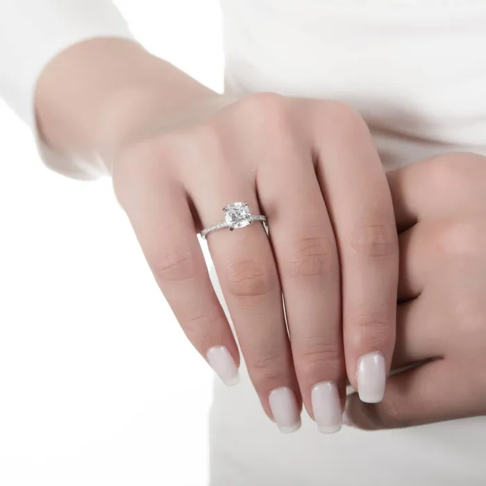 Rings BERRICLE Solitaire 3ct Cushion CZ Ring in Sterling Silver