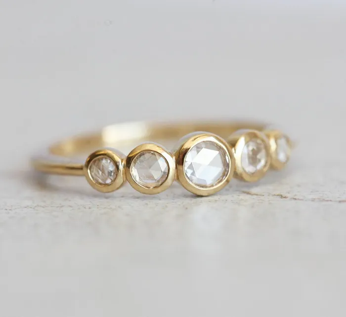 Rings Capucinne Filipa Rose Cut Diamond Ring White Diamond Band