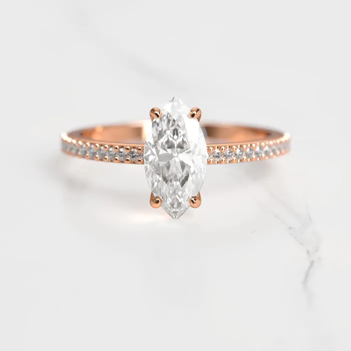 Rings Capucinne Marquise moissanite half eternity ring with 1ct moissanite