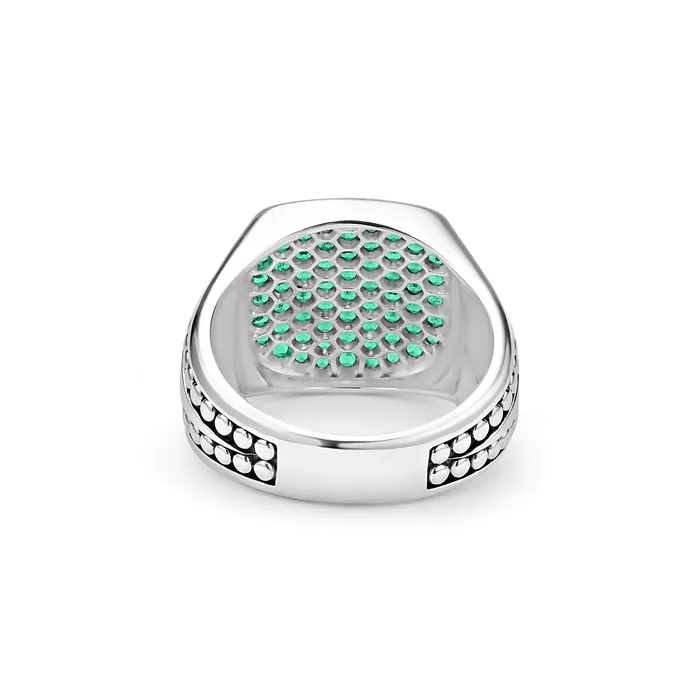 Rings LAGOS Anthem Caviar Beaded Square Emerald Ring