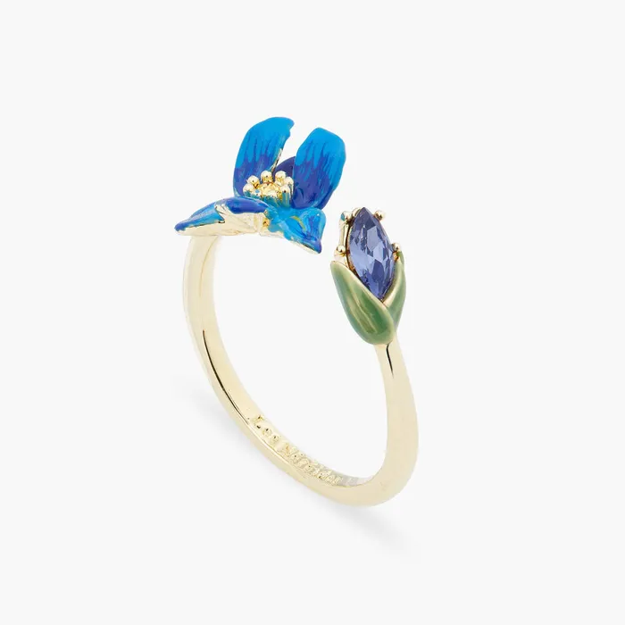 Rings Les Nereides Siberian Iris And Faceted Glass Adjustable Ring Les Nereides