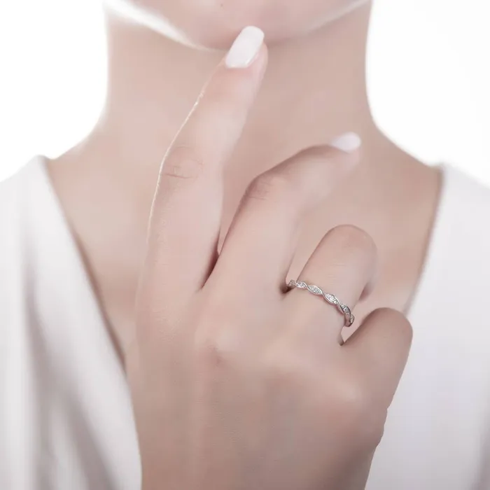 Solitaire Woven 07ct Heart CZ Ring Set in Sterling Silver BERRICLE Rings