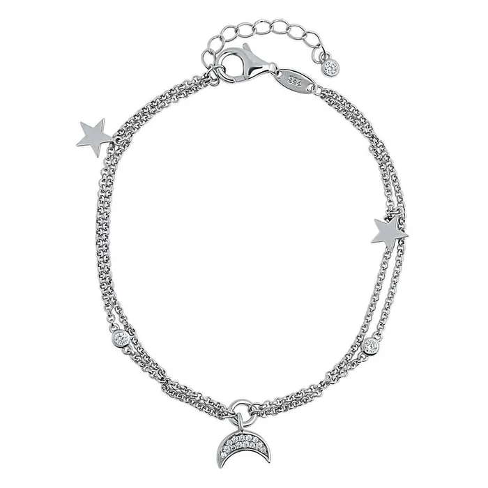Star Moon CZ Charm Bracelet in Sterling Silver BERRICLE Bracelets
