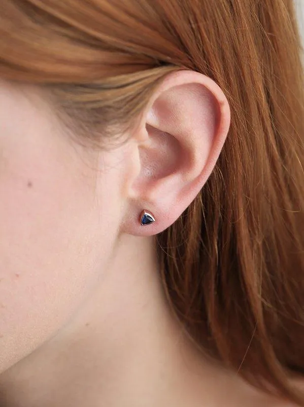 Trillion Blue Sapphire Stud Earrings Capucinne Earrings