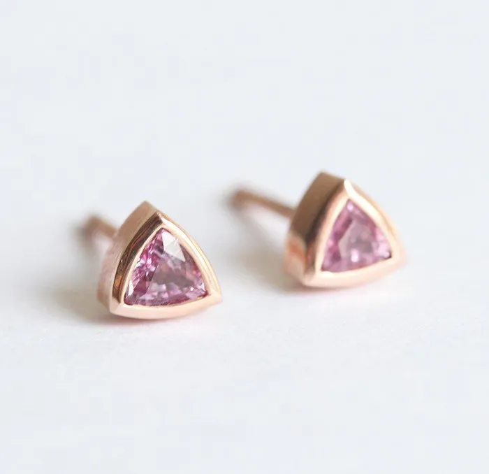 Trillion Blue Sapphire Stud Earrings Capucinne Earrings
