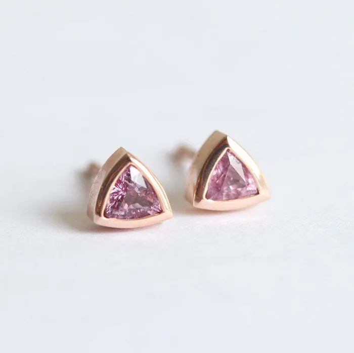 Trillion Blue Sapphire Stud Earrings Capucinne Earrings