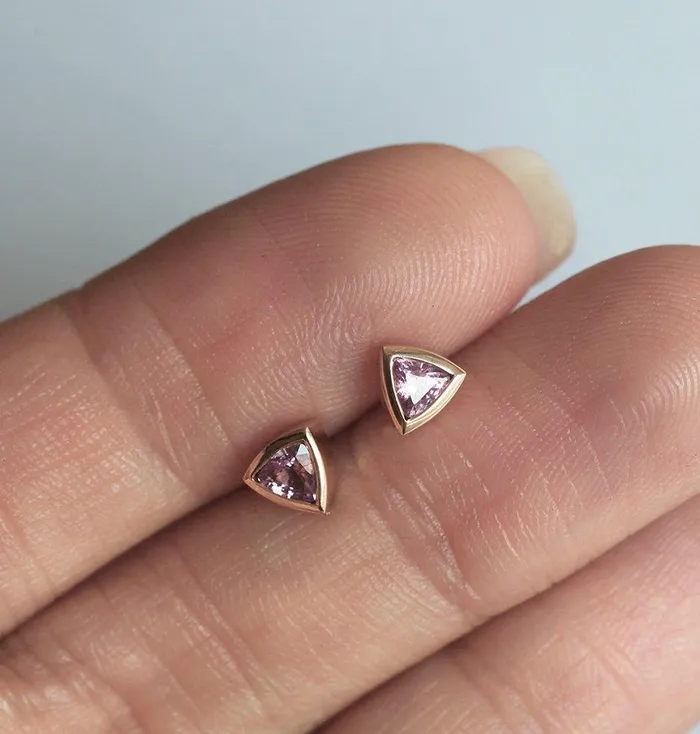 Trillion Blue Sapphire Stud Earrings Capucinne Earrings