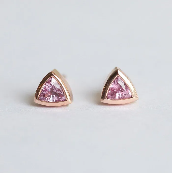 Trillion Blue Sapphire Stud Earrings Capucinne Earrings