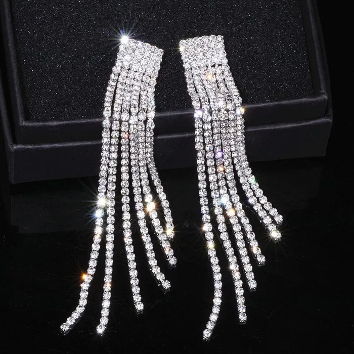 wickedafstore Rhinestone Long Earrings Earrings
